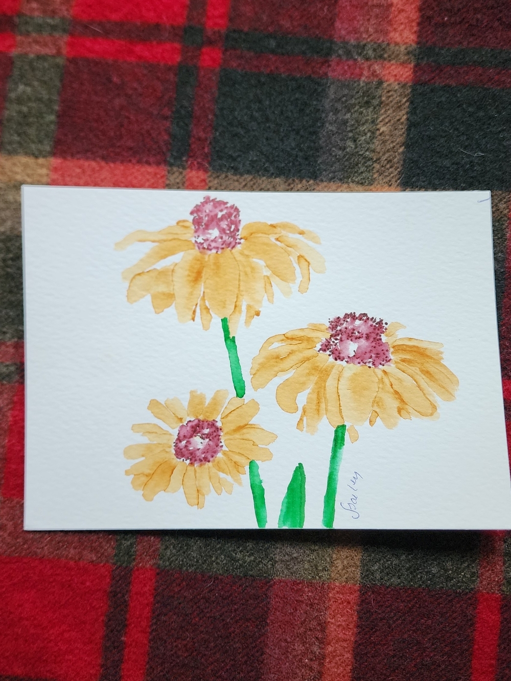 Original Yellow Watercolor Flower Art Print by